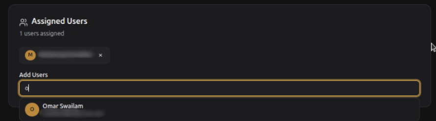 Valex screen for assigning users to a role.